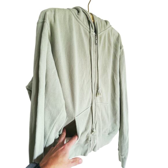 Brandy Melville Full Zip Hoodie Sweatshirt Large Sage Green Cozy Grunge - Picture 6 of 10